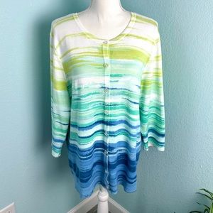 CJ Banks Cardigan Sweater 1X Button Up Knit Lightweight Scoop Neck EUC